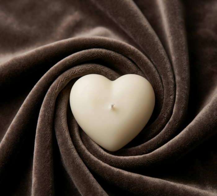 Αρωματικό κερί σόγιας σε σχήμα καρδιάς. Ηχώ της Καρδιάς Φωτογραφία 